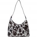 Leather Hair-on-Hide Brown Shoulder Bag with Adjustable Strap Brown