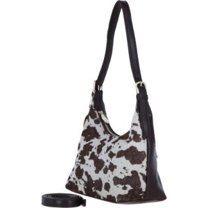 Leather Hair-on-Hide Shoulder Bag with Crossbody Strap